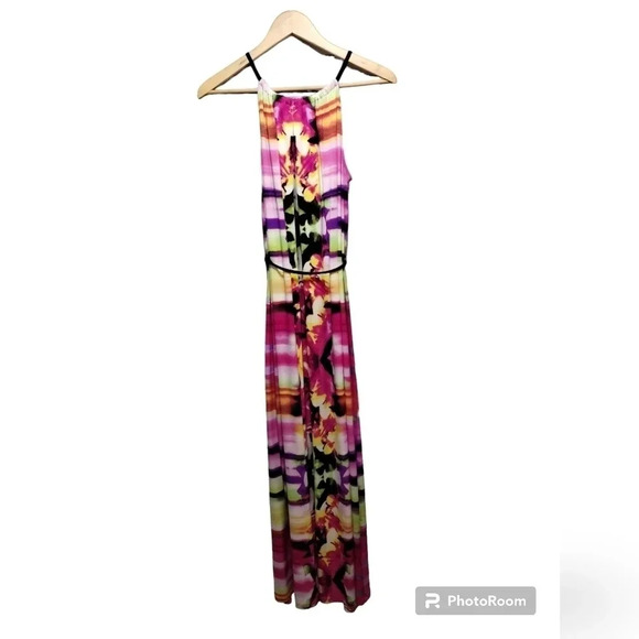 Boston Proper Batik Halter Maxi Dress size 8 Floral Vacation Beach Travel Resort - Picture 6 of 7